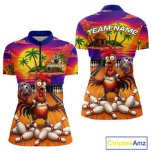 Load image into Gallery viewer, Funny Colorful Rooster Bowling Jerseys For Women Custom Summer Bowling Shirt Team Attire NYN3183