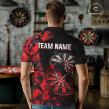 Load image into Gallery viewer, Personalized Camouflage Cracked Black And Red Dartboard Men Polo &amp; 1/4-Zip Shirts Dart Team Jerseys NYN2809