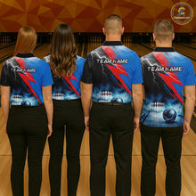 Load image into Gallery viewer, Thunder Lightning Bowling Polo 1/4-Zip Shirts For Men Custom Blue Smokes Team Bowling Jerseys NYN3453