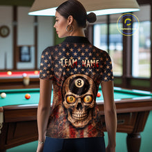 Load image into Gallery viewer, Retro American Flag Skull Pool 8 Ball &amp; 9 Ball Women Billiard Shirt Personalized Balls Billiard Shirts NYN2654