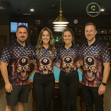 Load image into Gallery viewer, Retro American Flag Skull Pool 8 Ball &amp; 9 Ball Men Billiard Shirt Personalized Balls Billiard Shirts NYN2654