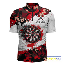 Load image into Gallery viewer, Personalized Red And White Splatter Dartboard Camouflage Darts Shirts For Men Dart Team Jerseys NYN2823