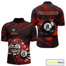Load image into Gallery viewer, Red Splatter Ball 8 Billiard Jerseys For Men Custom Funny Bulldog Billiard Team Jersey NYN2828