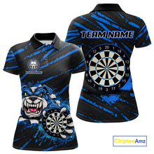 Load image into Gallery viewer, Blue Splatter Dart Polo &amp; Quarter-Zip Shirt For Women Custom Funny Bulldog Darts Team Jersey NYN2830