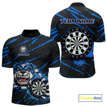 Load image into Gallery viewer, Blue Splatter Dart Polo &amp; Quarter-Zip Shirt For Men Custom Funny Bulldog Darts Team Jersey NYN2830