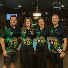 Load image into Gallery viewer, Custom Green Grunge Crocodile 8 Ball Billiard Pool Shirt For Women Funny Billiard Team Jersey NYN3066