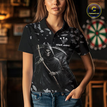 Load image into Gallery viewer, Grey Grim Reaper Smoke Dartboard Custom Grunge Women Darts Polo Shirt Darts Team Jersey NYN2718
