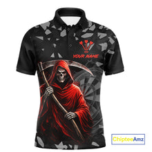 Load image into Gallery viewer, Red Grim Reaper Smoke Dartboard Custom Grunge Men Darts Polo Shirt Darts Team Jersey NYN2719