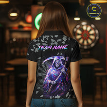Load image into Gallery viewer, Holographic Grim Reaper Smoke Dartboard Custom Women Darts Polo Shirt Dart Team Jersey NYN2720