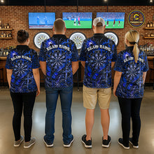 Load image into Gallery viewer, Custom Blue Skull Butterfly Mens Dart Shirts Spider Smoke Dartboard Darts Polo &amp; 1/4-Zip Jerseys NYN3077