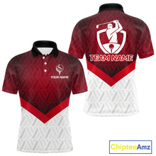 Load image into Gallery viewer, White And Red Geometric Golf Polo Golf Shirts For Men Personalized Golf Team Attire NYN3249