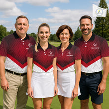 Load image into Gallery viewer, White And Red Geometric Golf Polo Golf Shirts For Men Personalized Golf Team Attire NYN3249