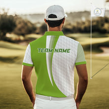 Load image into Gallery viewer, Green Golf Course Pattern Golf Polo Shirts For Men Custom Team Name White Golf Ball Jersey NYN3258