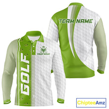 Load image into Gallery viewer, Green Golf Course Pattern Golf Polo Shirts For Men Custom Team Name White Golf Ball Jersey NYN3258
