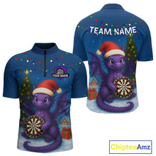Load image into Gallery viewer, Custom Funny Dragon Dartboard Christmas Dart 1/4-Zip Shirt For Men Xmas Gift Dart Jersey NYN1455