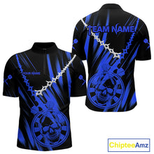 Load image into Gallery viewer, Custom White Chain Blue Skull Dartboard Dart Men 1/4-Zip Jerseys Grunge Dart Shirt NYN1718