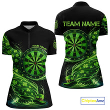 Load image into Gallery viewer, Funny Shamrock Tornado Dartboard Women Darts Quarter-Zip Shirt Custom St Patrick's Day Darts Team Jersey NYN2532