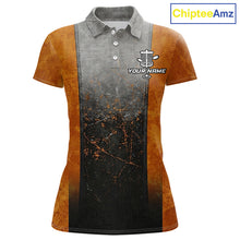 Load image into Gallery viewer, Disc Golf Basket Grunge Orange Womens Disc Golf Polo Shirts Custom Disc Golf Jerseys Team Shirts For Women NYN3112