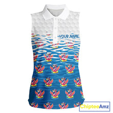 Load image into Gallery viewer, Flamingo Golf Clothing Waving Summer Golf Sleeveless Shirt Women Custom Floral Golf Polo, Best Golf Gifts NYN2937