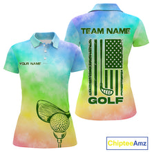 Load image into Gallery viewer, Rainbow tie dye golf shirt for women colorful smoke golf team apparel
