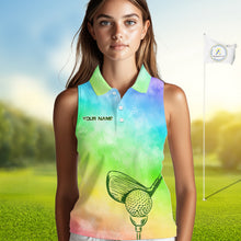 Load image into Gallery viewer, Tie Dye Golf Shirt Custom Rainbow Colorful Smoke Golf Clothing For Women Golf Team Outfits NYN3333