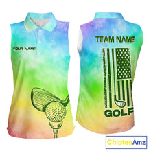 Load image into Gallery viewer, Rainbow tie dye golf shirt for women colorful smoke golf team apparel