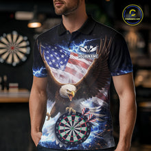 Load image into Gallery viewer, US Flag Smoke Eagle Lightning Dartboard Women Darts Shirt Personalized Patriotic Dart Quarter-Zip Jerseys NYN2575