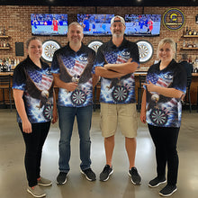 Load image into Gallery viewer, US Flag Smoke Eagle Lightning Dartboard Women Darts Shirt Personalized Patriotic Dart Polo Jerseys NYN2575