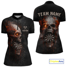 Load image into Gallery viewer, Horror Orange Splatter Grunge Skull Dartboard Dart Quarter-Zip Shirts For Women Custom Dart Team Jerseys NYN2727
