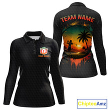 Load image into Gallery viewer, Tropical Black Golf Ball Polo Golf Shirts For Women Custom Splatter Golf Team Attire For Golfers NYN3153