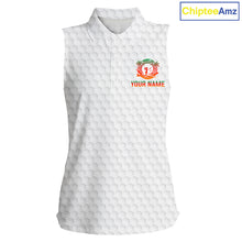 Load image into Gallery viewer, Tropical White Golf Ball Sleeveless Polo Golf Shirts For Women Custom Splatter Golf Team Attire For Golfers NYN3154
