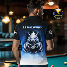 Load image into Gallery viewer, Blue Grunge Claws Wolf 8 Ball Pool Men Billiard Polo &amp; 1/4-Zip Shirt Personalized Billiard Team Names NYN2737