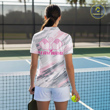 Load image into Gallery viewer, Custom Pink Grey Paint Pickleball Ball &amp; Paddle T-Shirt For Women Outfits Pickleball Jersey NYN2577
