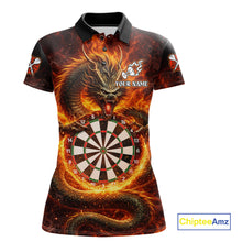 Load image into Gallery viewer, Personalized Red Flaming Dragon Dartboard Women Darts Polo Shirt Custom Darts Team Jerseys NYN2582