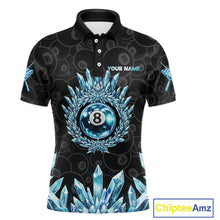 Load image into Gallery viewer, Blue Icy Cold Pool 8 Ball Billiard Polo &amp; 1/4-Zip Shirt For Men Custom Ball Billiard Attire NYN2589