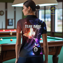 Load image into Gallery viewer, Multi-Color Butterfly 8 Ball Pool Polo &amp; 1/4 Zip Shirts For Women Custom Pool Billiard Team Jerseys NYN2972