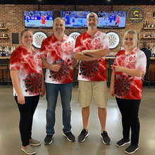 Load image into Gallery viewer, Personalised Red And White Smokes Men Dart Shirts Custom Thunder Darts Team Shirt For Players NYN3367