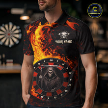 Load image into Gallery viewer, Grim Reaper Red Flaming Dartboard Men Darts Polo Shirt Personalized Grunge Darts Team Jerseys NYN2600