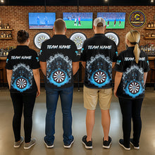 Load image into Gallery viewer, Grey And Blue Flames Wolf Custom Men's Funny Dart Quarter-Zip Shirts Team Dart League Jerseys NYN2079