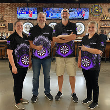 Load image into Gallery viewer, Grey And Purple Flames Wolf Custom Men's Funny Dart Quarter-Zip Shirts Team Dart League Jerseys NYN2080