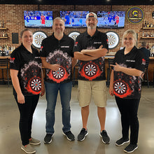 Load image into Gallery viewer, Grey And Red Flames Wolf Custom Women's Funny Dart Polo Shirts Team Dart League Jerseys NYN2081