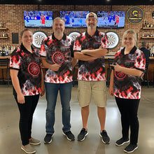 Load image into Gallery viewer, Red Flaming Tiger Women Dart 1/4-Zip Shirts Personalized Name &amp; Team Fire Flame Dart Jerseys NYN2102