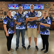 Load image into Gallery viewer, Blue Flaming Tiger Women Dart 1/4-Zip Shirts Personalized Name &amp; Team Fire Flame Dart Jerseys NYN2103