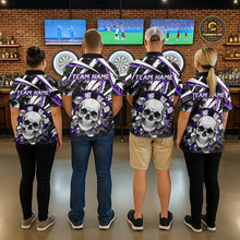Load image into Gallery viewer, Black &amp; Purple Dartboard Grunge Men Darts Polo Shirts Custom Multi-Skull Dart Team Jerseys NYN2350