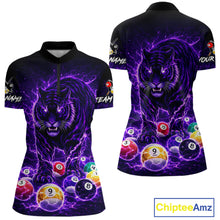 Load image into Gallery viewer, Thunder Purple Horror Tiger Pool Ball Billiard Shirt For Women Custom 8 Ball Billiard Team Attire NYN2629