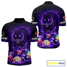 Load image into Gallery viewer, Thunder Purple Horror Tiger Pool Ball Billiard Shirt For Men Custom 8 Ball Billiard Team Attire NYN2629
