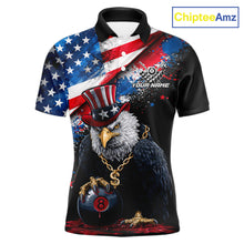 Load image into Gallery viewer, Custom American Flag Splatter Eagle 8 Ball Pool Billiard Shirts For Men Patriotic Billiard Team Jersey NYN2778