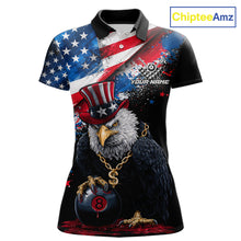 Load image into Gallery viewer, Custom American Flag Splatter Eagle 8 Ball Pool Billiard Shirts For Women Patriotic Billiard Team Jersey NYN2778
