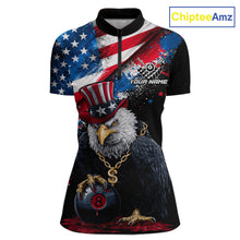 Load image into Gallery viewer, Custom American Flag Splatter Eagle 8 Ball Pool Billiard Shirts For Women Patriotic Billiard Team Jersey NYN2778