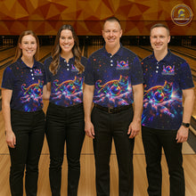 Load image into Gallery viewer, Funny Cat Bowling Polo Quarter-Zip Shirts For Men Custom Colorful Bowling Galaxy Team Jerseys NYN3417